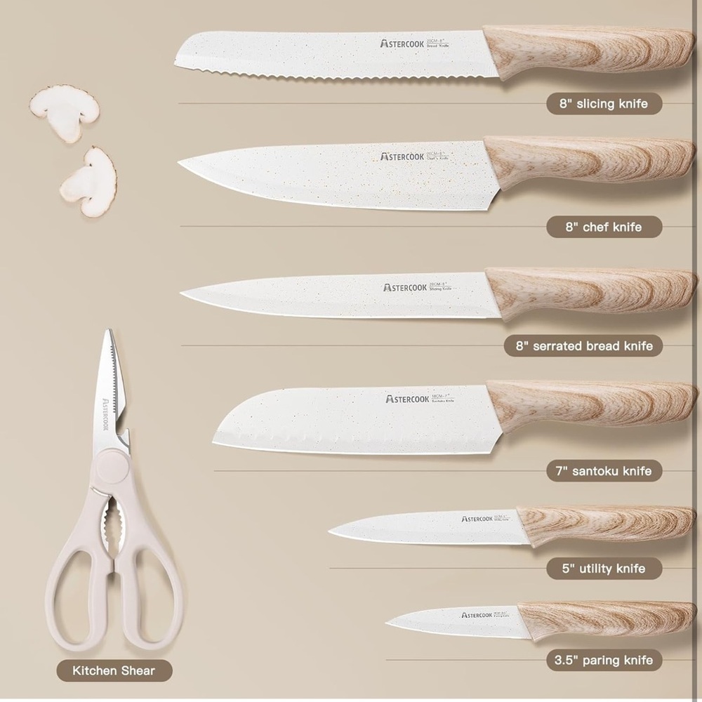 Astercook Knife Set 13 Piece Kitchen Knives Set, Ceramic Coating Stainle…​​ - Picture 2 of 7